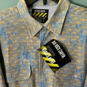 Big Rock Canyon Authentic Rugged Wear Blue Long Sleeve Button XL Outdoor Preppy